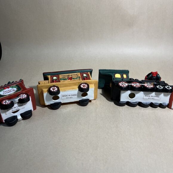 VTG O’ Well 1990s HOLIDAY TIME Train Set, Christmas Collectible Porcelain 3 PC - Picture 4 of 10